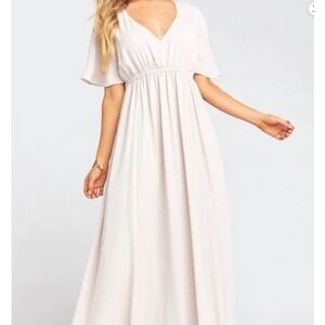 Show‎ Me Your Mumu Emily Empire Maxi Dress Size XL Lined Flowy Blush Beige Lined